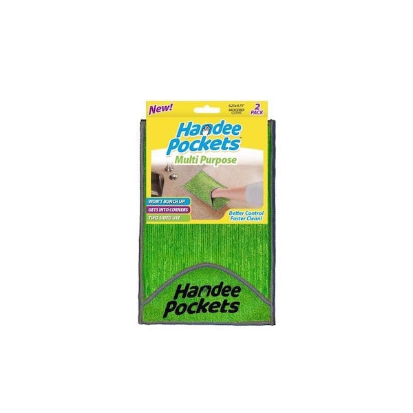 Handee Pockets Handee Pockets Microfiber Cleaning Cloth 6.25 in. W X 9.75 in. L 2 pk 33124 - main